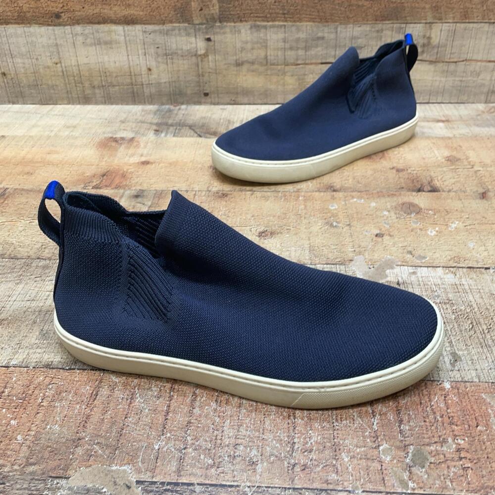 Rothy's Shoes Womens Size 10.5 41 Blue Knit Mid Top Slip On Comfort Sneaker